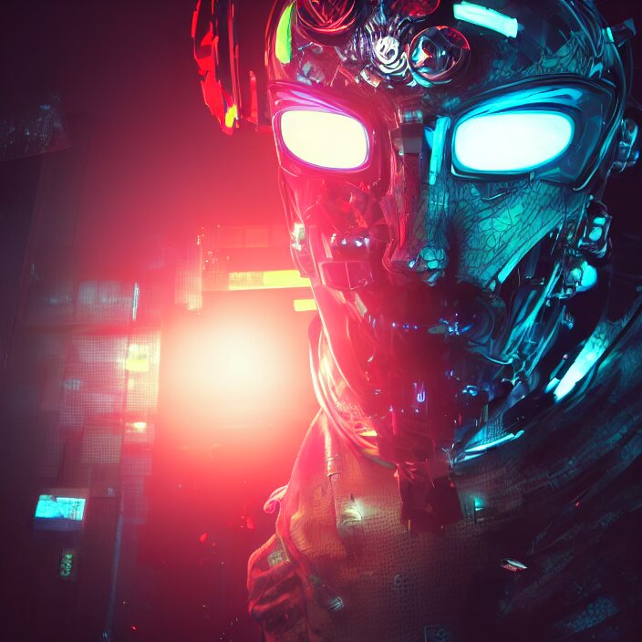 Lexica - Cyber punk, android cannon mindar from japan, oni mask, 3 d ...