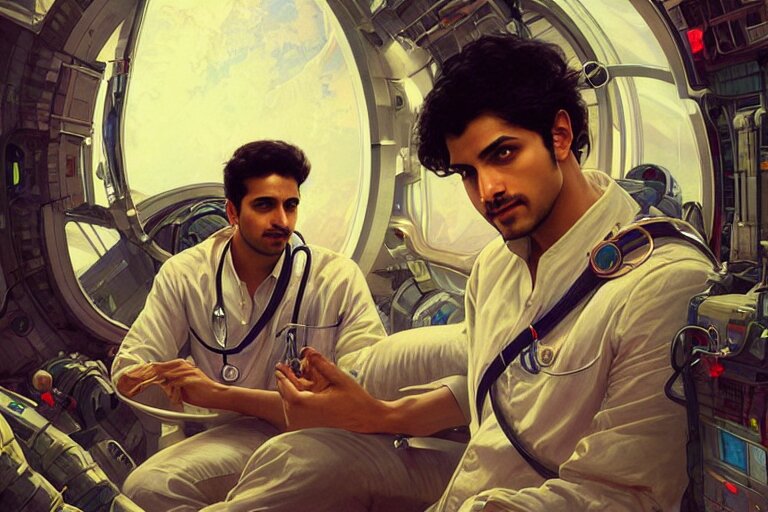 Lexica - Pensive good looking pale young Indian doctors wearing jeans ...