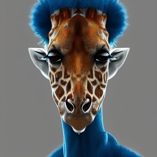 Lexica – A highly detailed portrait of a humanoid giraffe in a blue ...