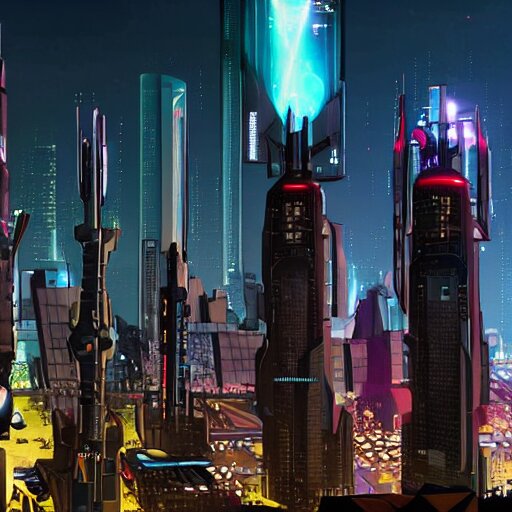 Lexica - A large cyber punk metropolis with a futuristic rocket ...