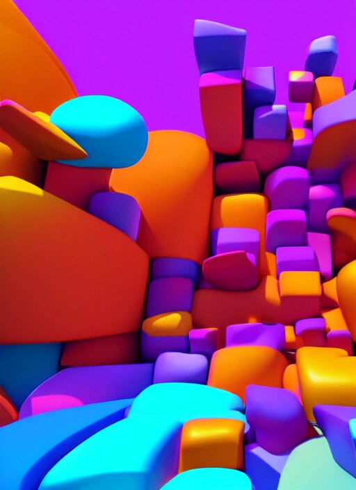 Lexica - Colorful abstract vibrant '3D ENVIRONMENT'!!! 'blender cycles ...