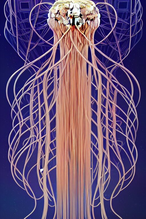 Lexica Beautiful spaghetti jellyfish warrior, ethereal art deco