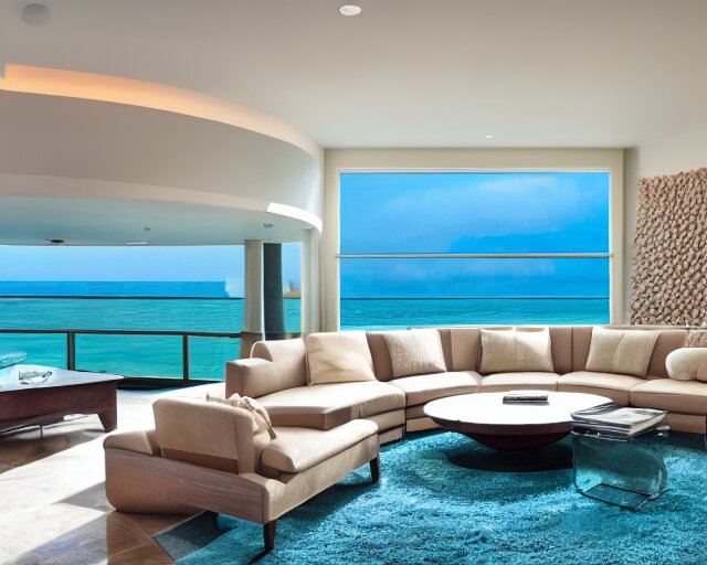 Lexica - A modern living room inspired by the ocean, a luxurious wooden ...