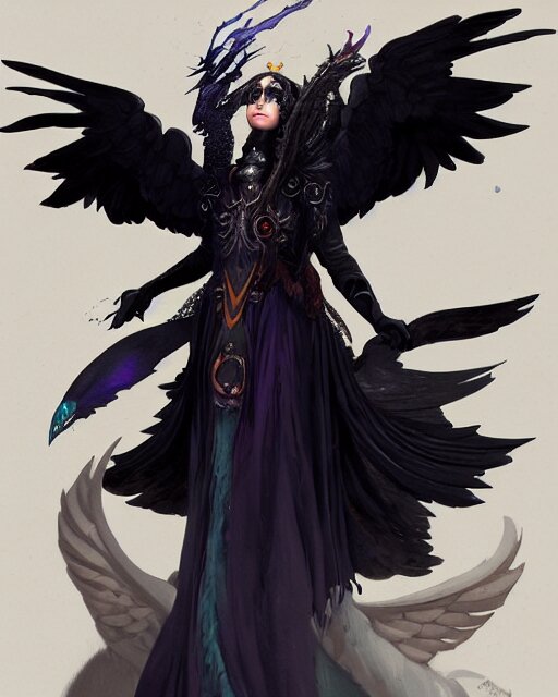 Lexica - Character portrait of a raven angel of night with iridescent ...