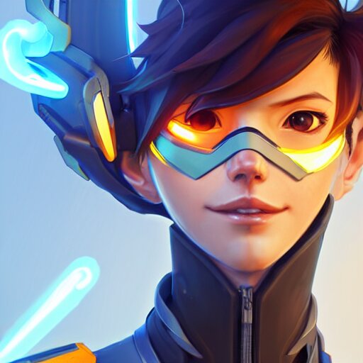 Tracer from Overwatch , highly detailed, digital, Stable Diffusion