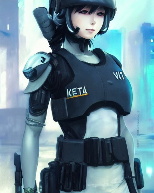 Lexica - Nami, anime key visual of a young female swat officer, neon ...