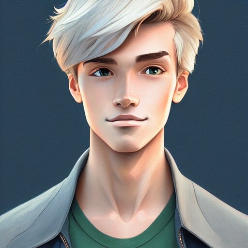 Lexica - Young man with short, ash blond greyish hair, path traced ...