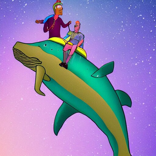 Lexica - Bojack Horseman riding a whale in space, beautiful digital art ...