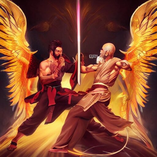 Lexica - God and Lucifer in a Kung Fu fight surrounded by angels ...