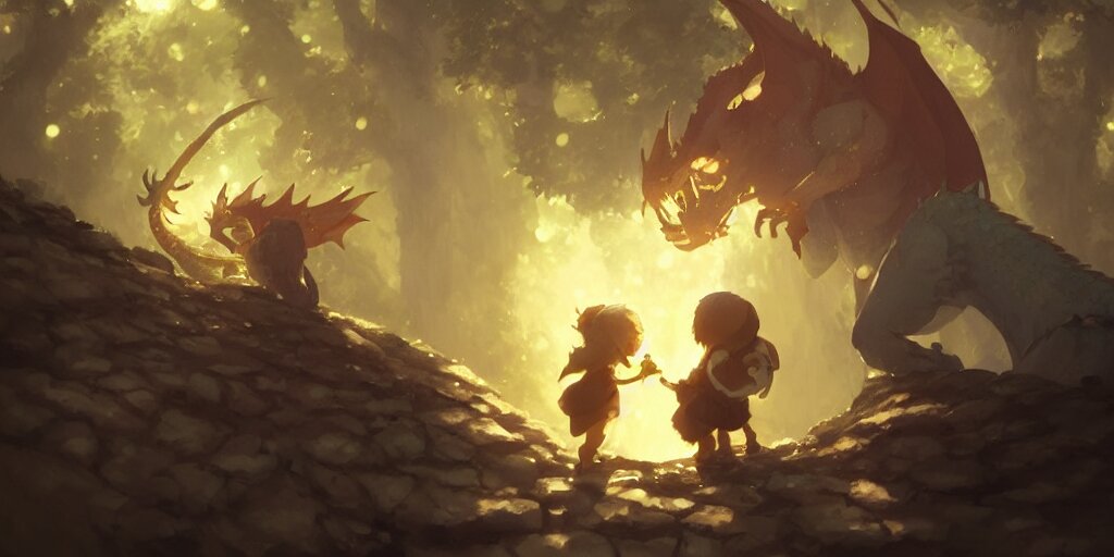 Lexica - A dwarf and a dragon drinking a beer together | gapmoe kuudere ...
