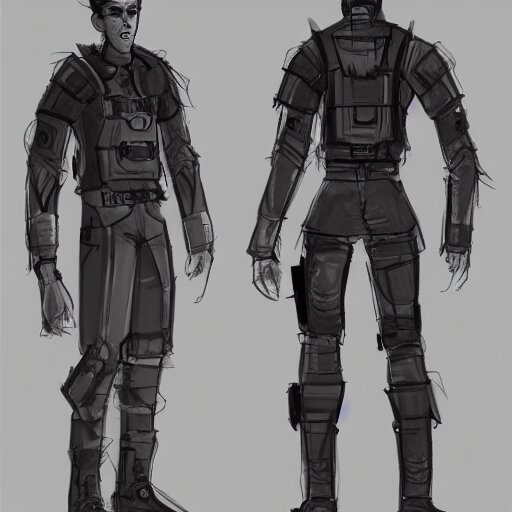 Lexica - Ryan church concept art sketch cyberpunk solider black cloth ...