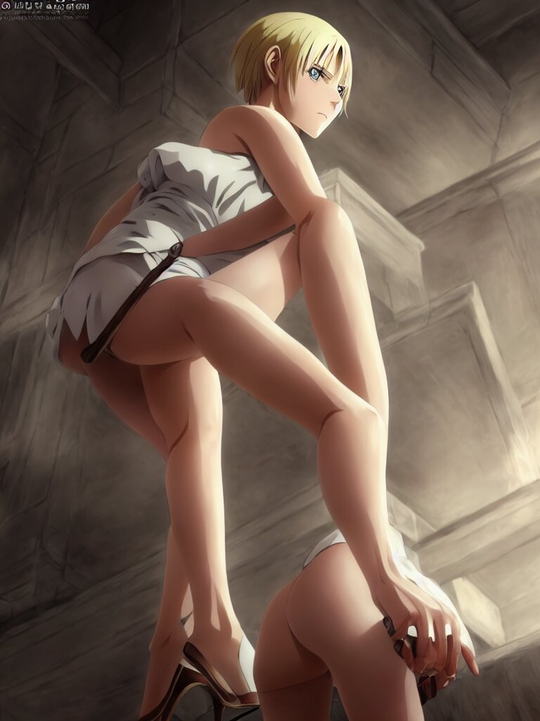 Lexica - Annie leonhart with open toe heels standing wallpaper, anime  screenshot, hyper realistic, pale skin, beautiful face, 1 0 8 0 p, rule of  thir...