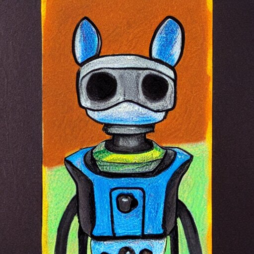 Lexica A detailed illustration of a cute retro robot dog, oil pastel