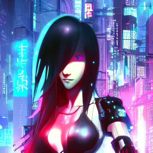 full digital cyberpunk anime!!, shattered cyborg -, Stable Diffusion