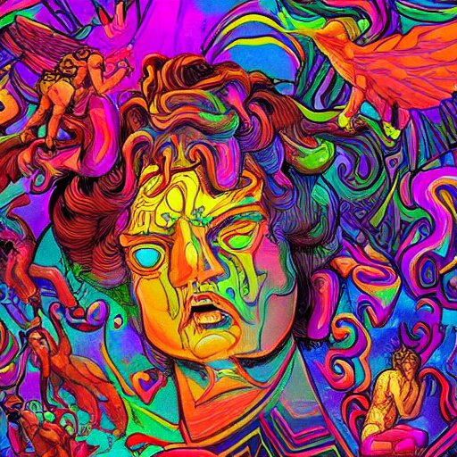 greek gods, dmt, acid, psychedelics, vibrant colours, trippy, tr ...