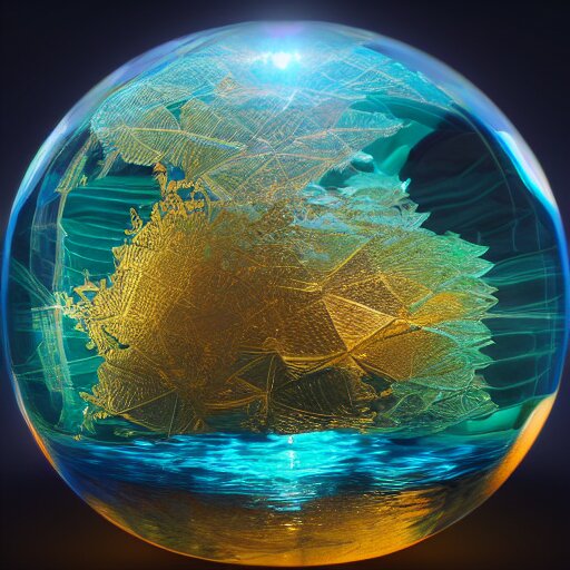 Lexica - Tilt shift sphere leaf underwater huge light intricate ...