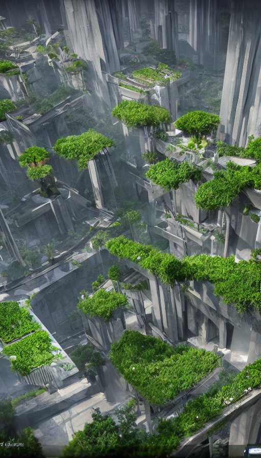 Lexica - A futuristic Hanging Gardens of Babylon, sweat drops, insane ...