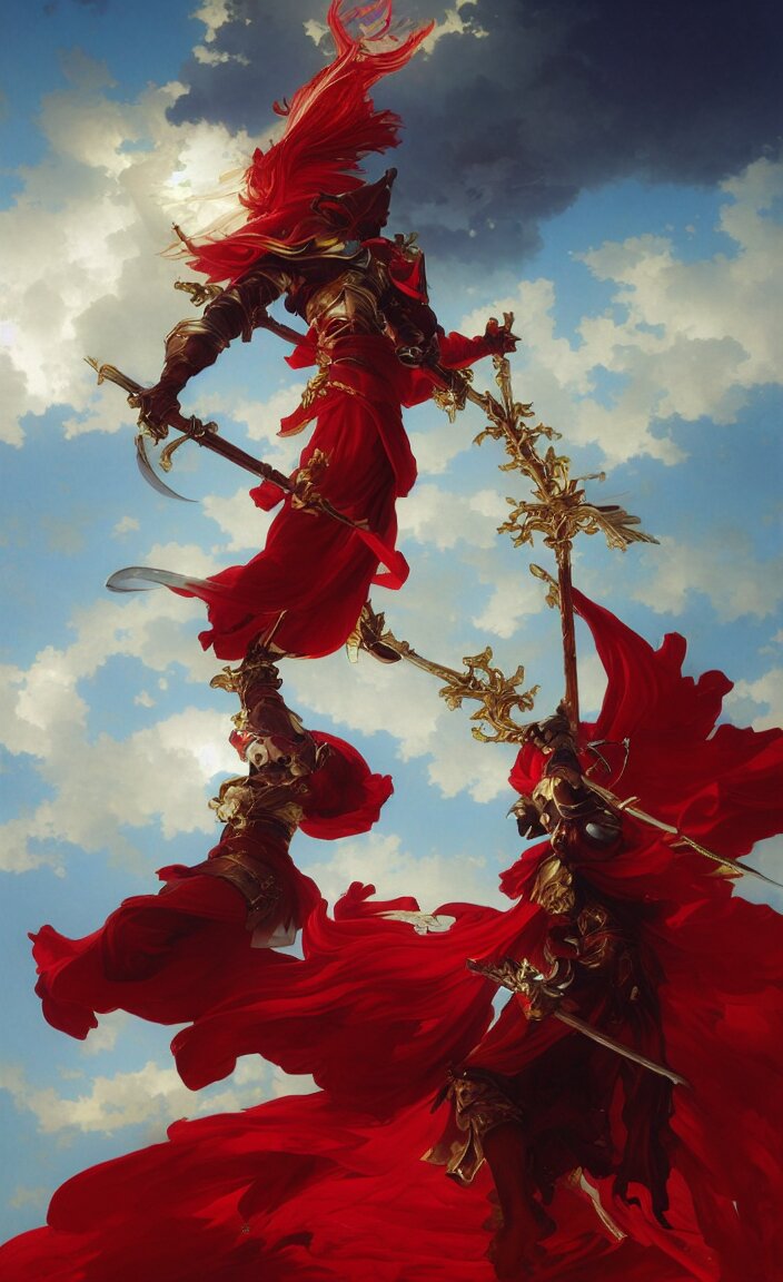 Lexica - A boisterous Red Mage wearing striped shining armor holding a ...