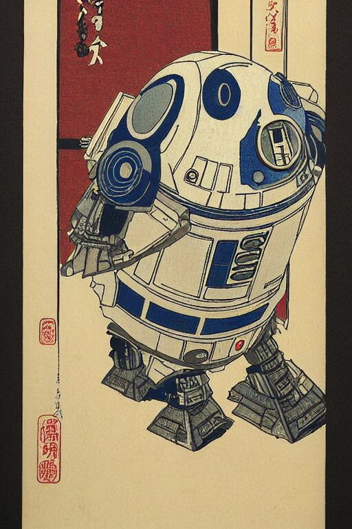 Lexica - Japanese woodblock print of r2d2, hokusai