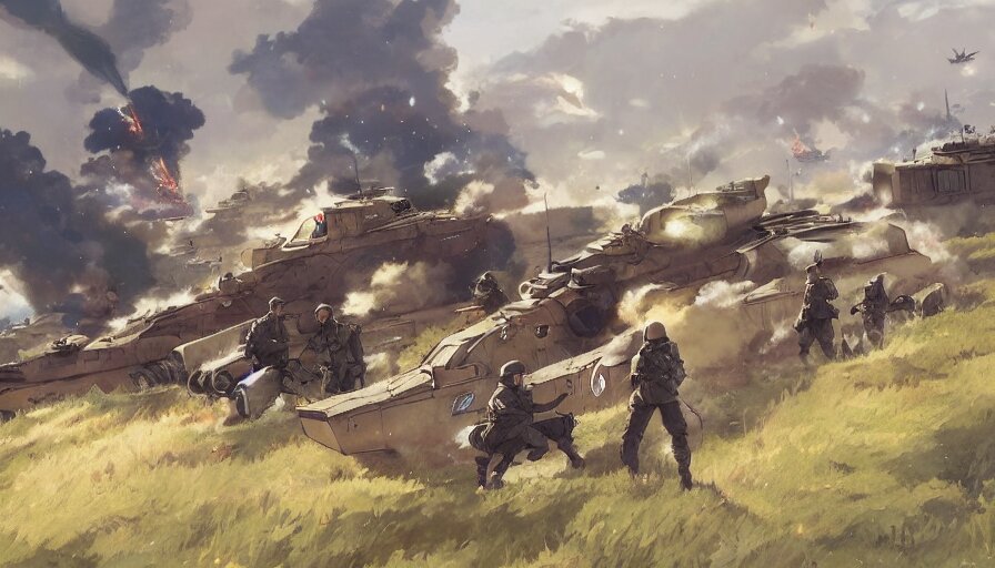 Lexica - Normandy ww 2 battle, trending on pixiv fanbox, painted by ...
