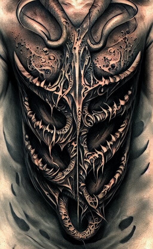 chest tattoo cthulhu by greg rutkowski, by giger, by maxim vereh ...