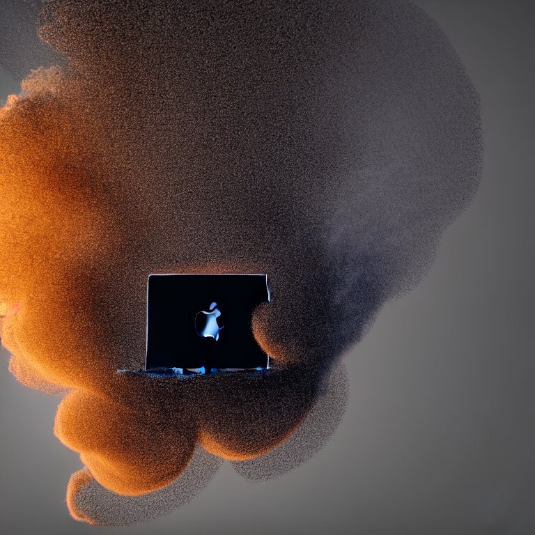 Lexica - A portrait of a macbook disintegration in dust and smoke ...