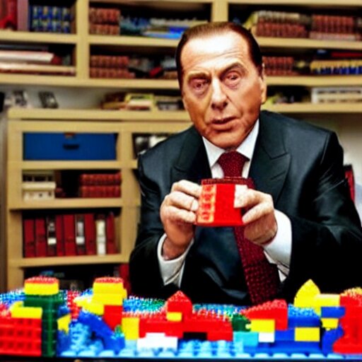 Lexica - Silvio Berlusconi Playing With Legos In His Office