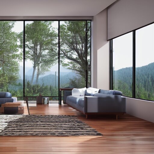 Architecture render of a beautiful modern living room with wood