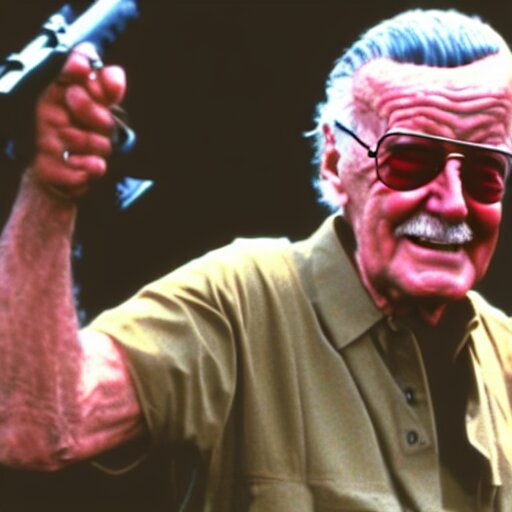 Lexica - High quality screenshot of Stan Lee as Rambo (1995)