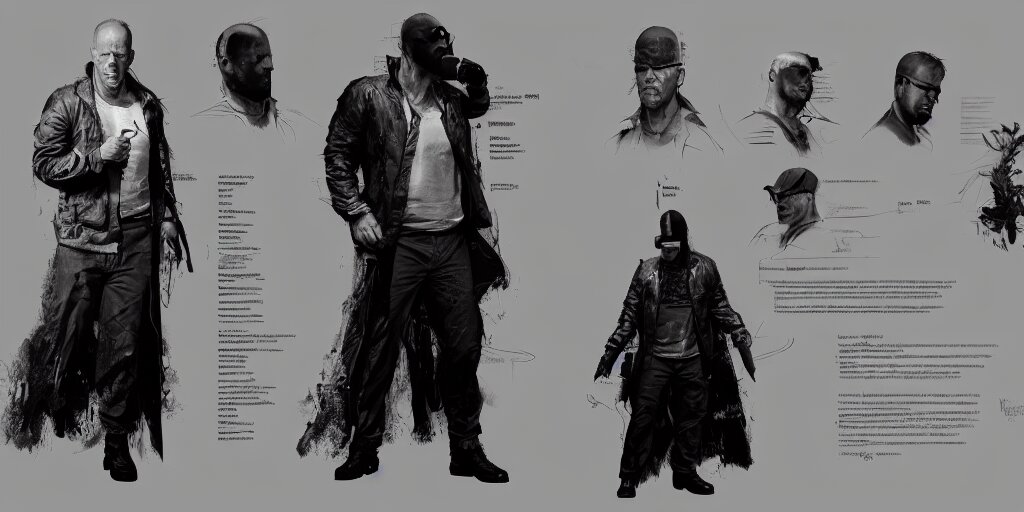Lexica - Bruce willis, character sheet, concept design, contrast, kim ...