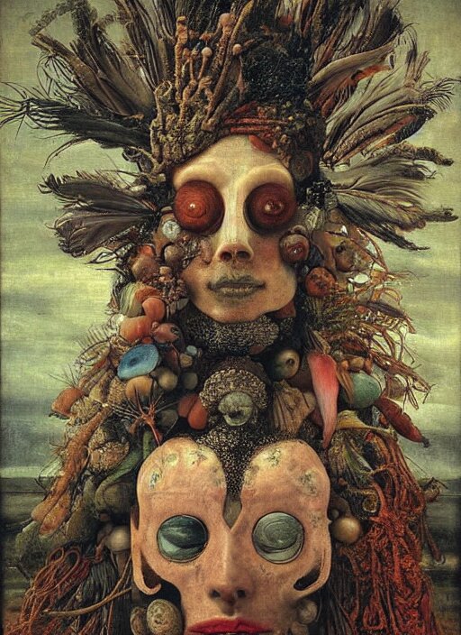 Lexica - A surreal painting of a ocean shaman's face, by Giuseppe ...