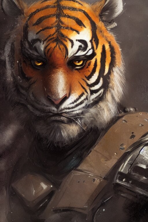 Lexica - Portrait male anthro tiger dressed in military clothes ...