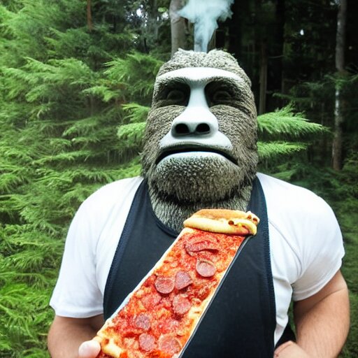 bigfoot pizza delivery guy, Stable Diffusion