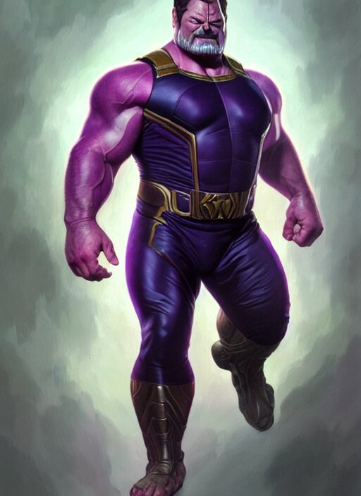 Lexica - Portrait of nick offerman as thanos, muscular! fantasy ...