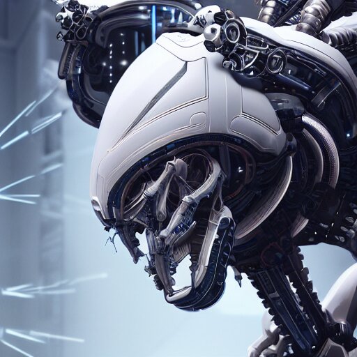 Lexica - White biomechanical mecha, symmetrical, rays of light. Style ...