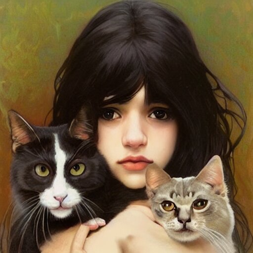 Lexica - Innocent looking happy emo mexican girl holding her cat, with ...