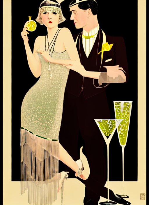 Lexica - A beautiful classy flapper couple, dimly lit upscale 1920s ...