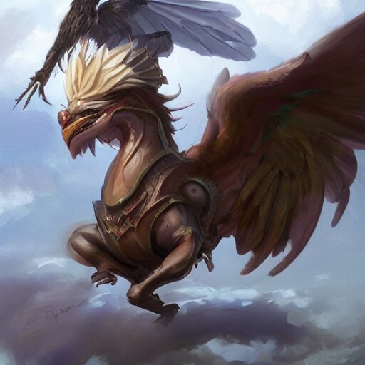 Lexica - Art station concept of a beautiful girl riding a gryphon ...
