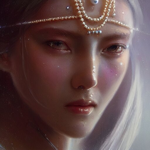 Lexica - A beautiful portrait of a pearl goddess with glittering skin ...