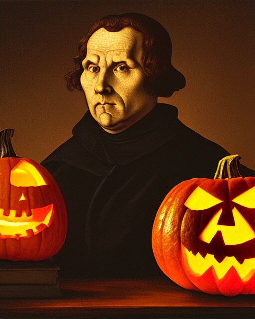 Lexica - Martin luther using a nail and mallet to carve a jack - o ...