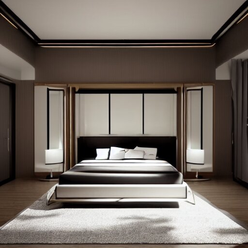 a modern minimalist art deco bedroom - Arthub.ai