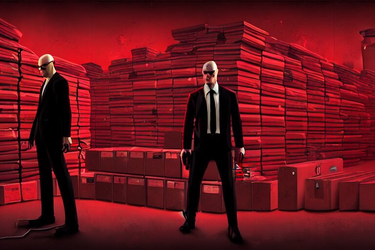 Lexica - An expressive portrait of agent 4 7 from hitman wearing ...