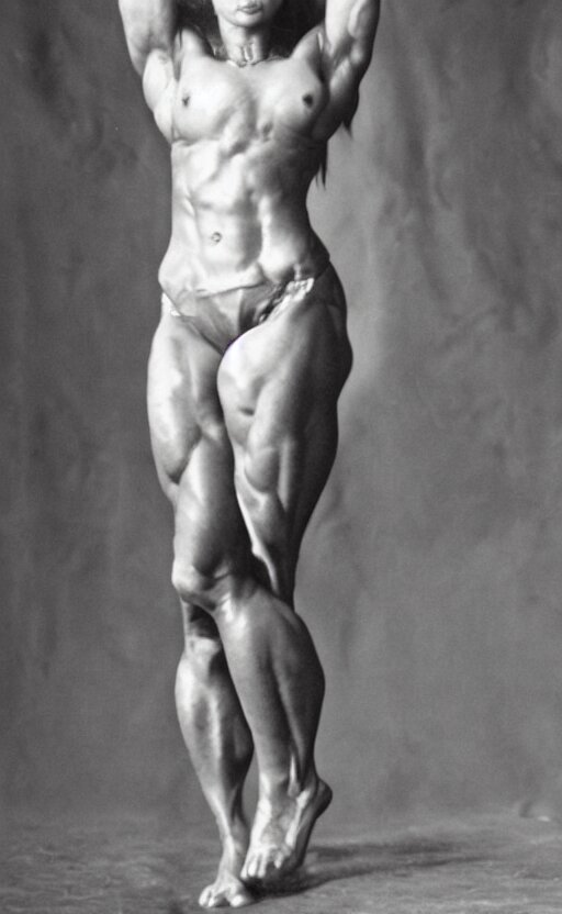 prompthunt: gigachad as woman, full body photo, Ernest Khalimov,  bodybuilder, black and white photograph