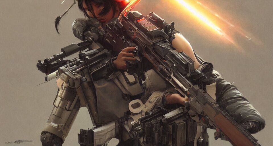 Lexica - Young female japanese sniper holding a railgun sniper rifle ...