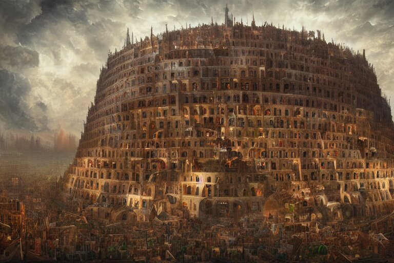 Lexica The library of babel, digital painting, mixed media, trending