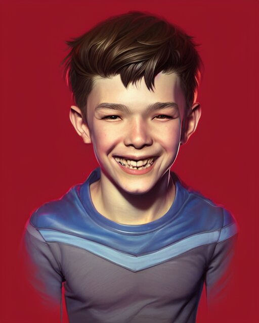 digital art, fantasy portrait of a smiling boy , by