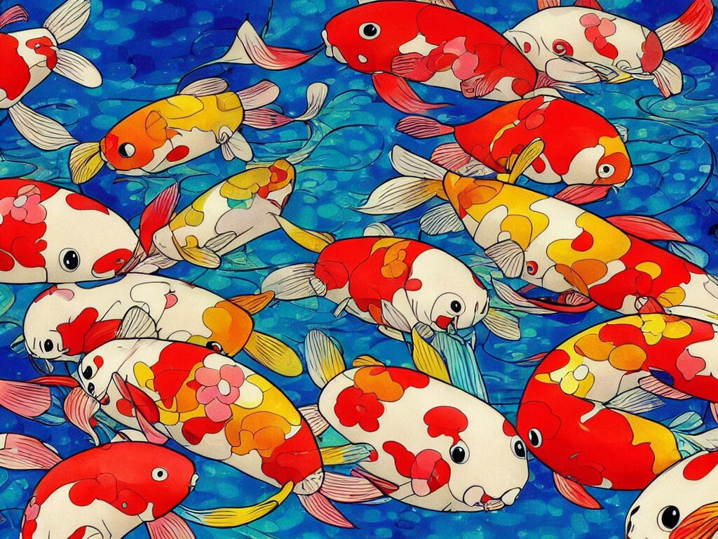 Lexica - Colorful koi carp, illustration, concept art, colorful ...