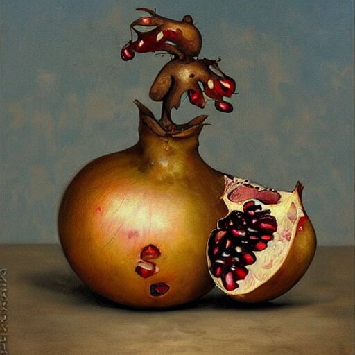 Painted this pomegranate (oil pastel + gamsol on brush) : r/painting