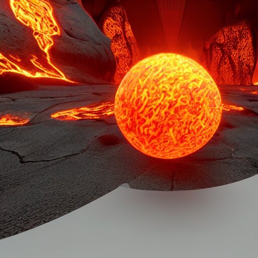 a sphere of molten core, melting sphere, glowing magma sphere, l