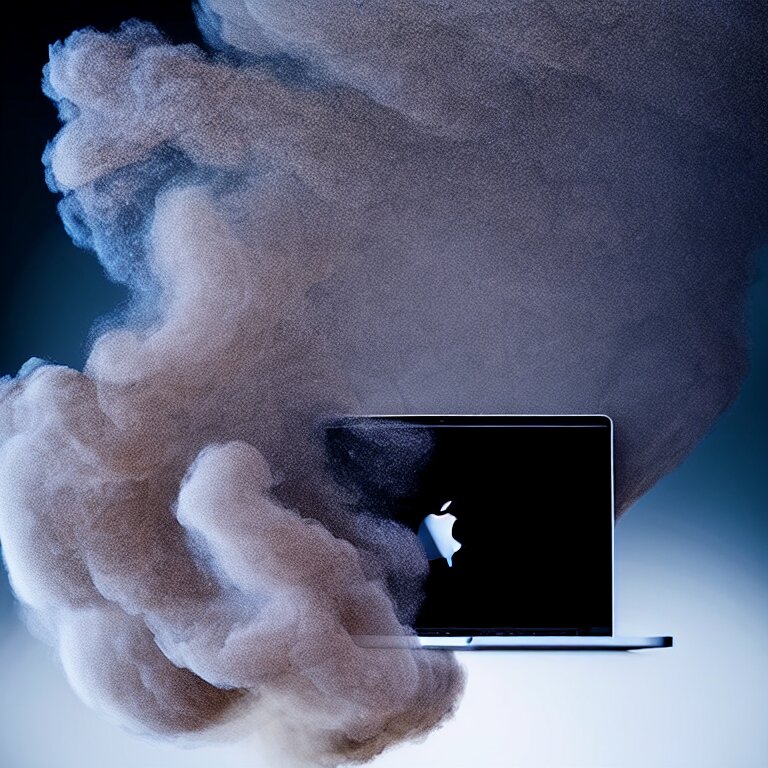 Lexica - A portrait of a macbook disintegration in dust and smoke ...